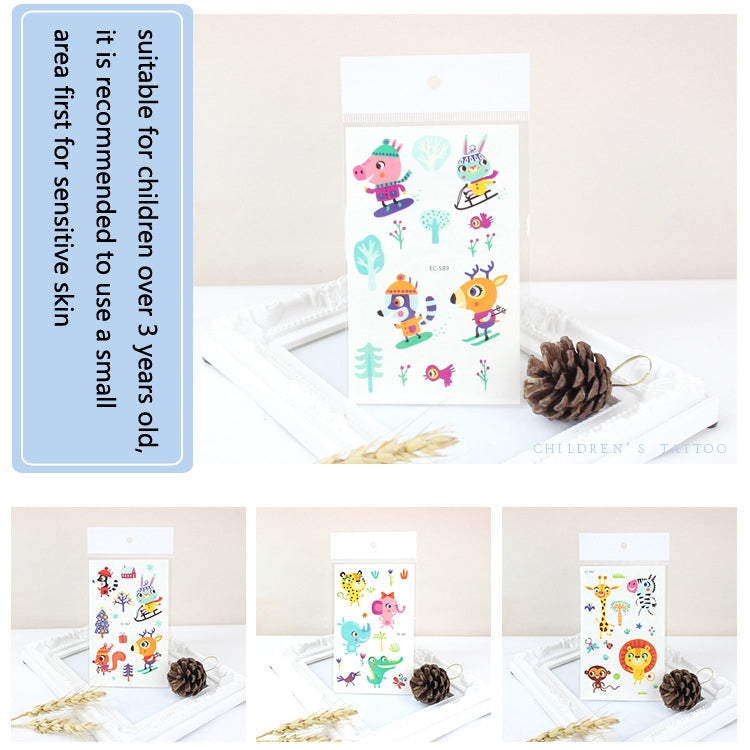 20 PCS Waterproof Anti-Sweat Children Cute Cartoon Animal Tattoo Stickers