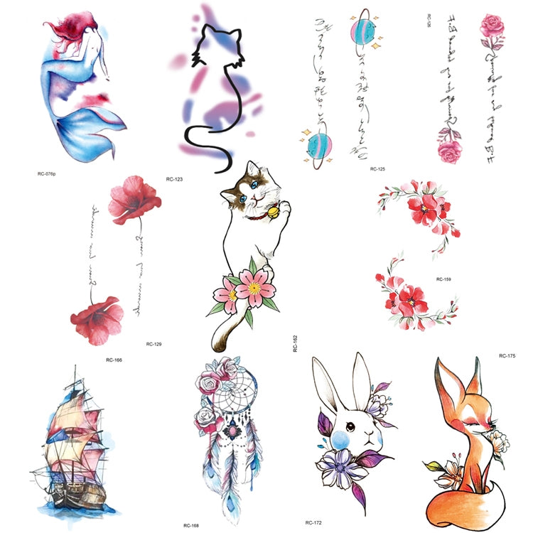 100 PCS Small Fresh Waterproof Temporary Back Tattoo Stickers