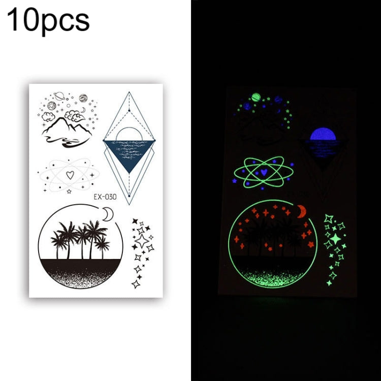 10 PCS Waterproof Color Luminous Tattoo Sticker Face Sticker