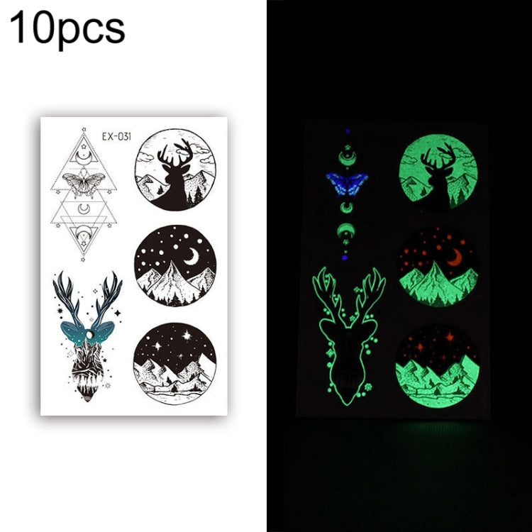 10 PCS Waterproof Color Luminous Tattoo Sticker Face Sticker