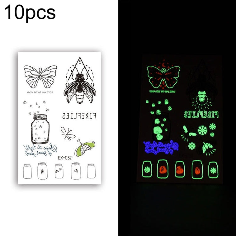 10 PCS Waterproof Color Luminous Tattoo Sticker Face Sticker