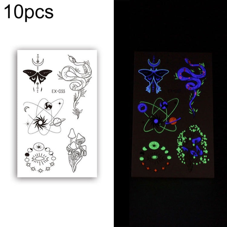 10 PCS Waterproof Color Luminous Tattoo Sticker Face Sticker
