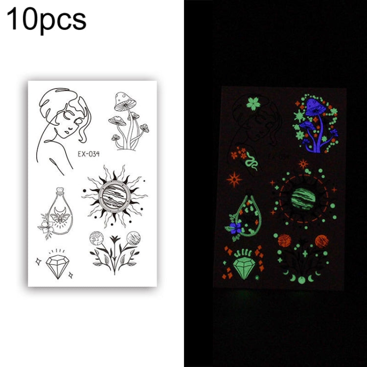 10 PCS Waterproof Color Luminous Tattoo Sticker Face Sticker