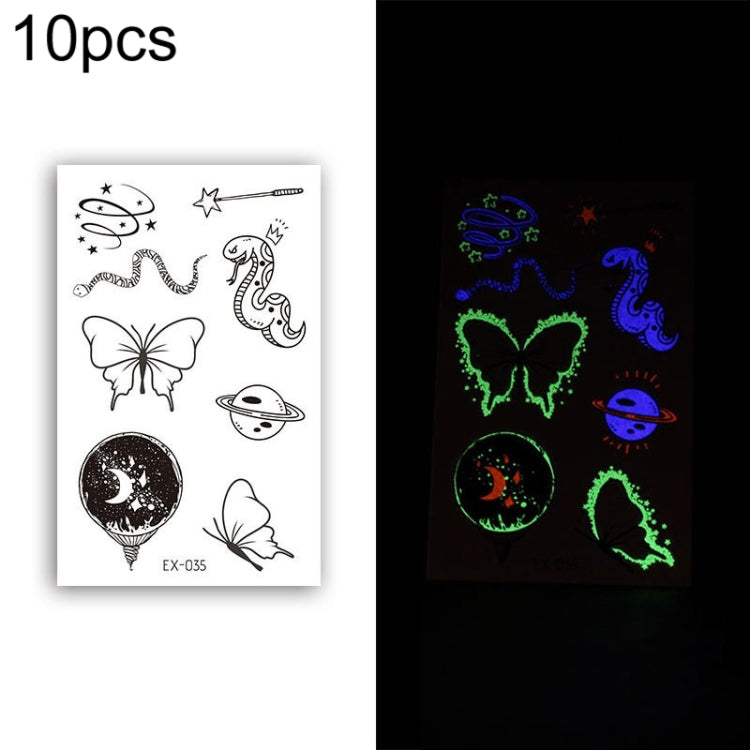 10 PCS Waterproof Color Luminous Tattoo Sticker Face Sticker