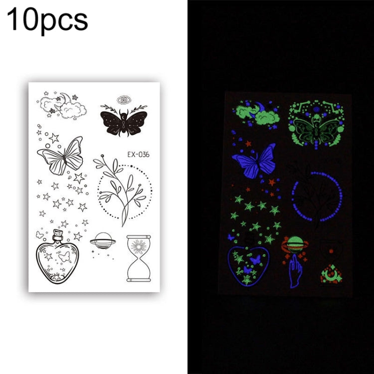 10 PCS Waterproof Color Luminous Tattoo Sticker Face Sticker