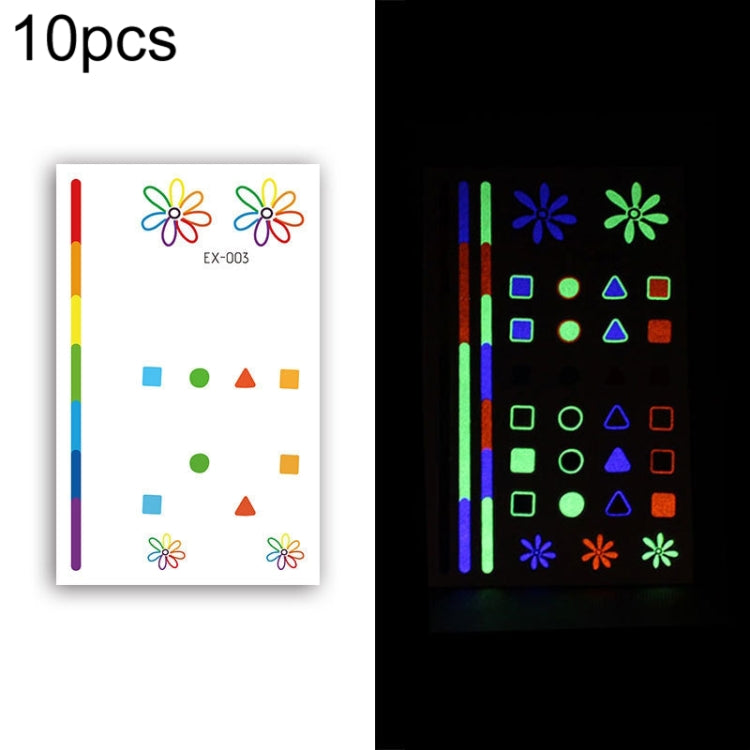 10 PCS Waterproof Color Luminous Tattoo Sticker Face Sticker