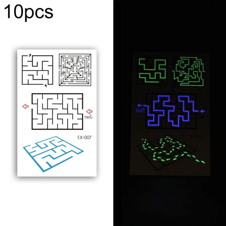 10 PCS Waterproof Color Luminous Tattoo Sticker Face Sticker