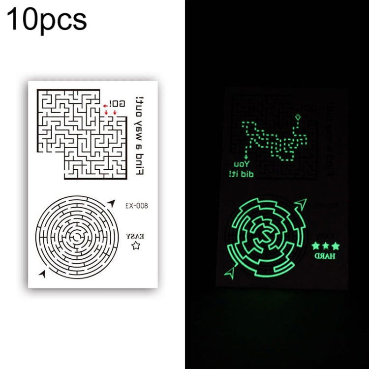 10 PCS Waterproof Color Luminous Tattoo Sticker Face Sticker