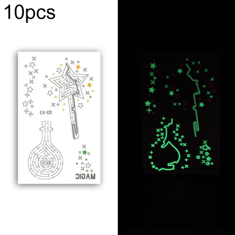 10 PCS Waterproof Color Luminous Tattoo Sticker Face Sticker
