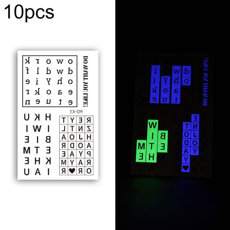10 PCS Waterproof Color Luminous Tattoo Sticker Face Sticker