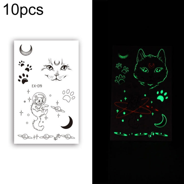 10 PCS Waterproof Color Luminous Tattoo Sticker Face Sticker