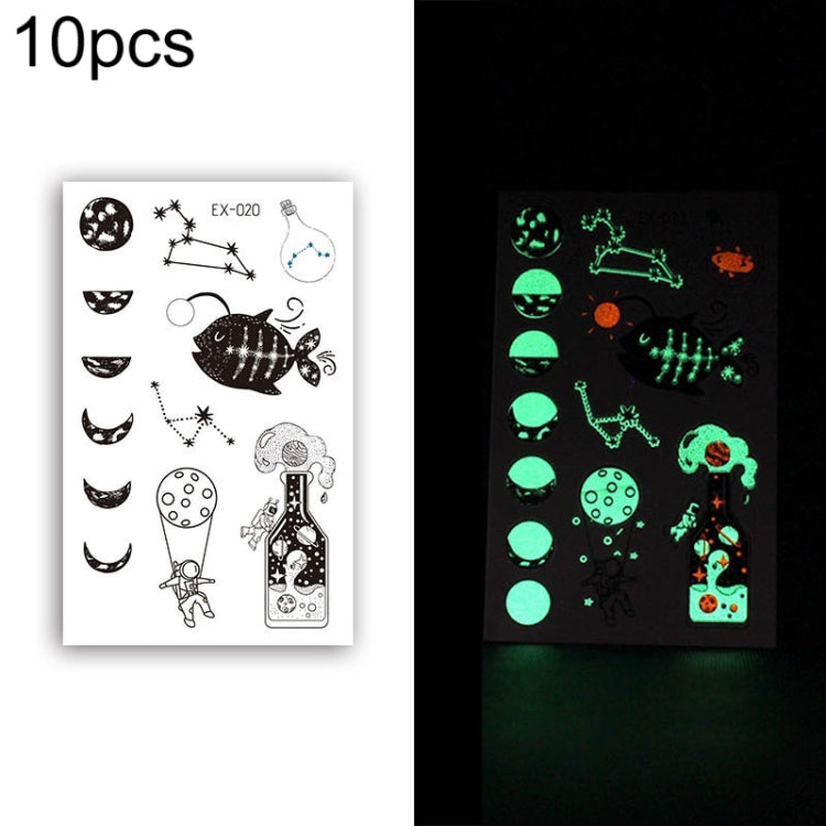 10 PCS Waterproof Color Luminous Tattoo Sticker Face Sticker