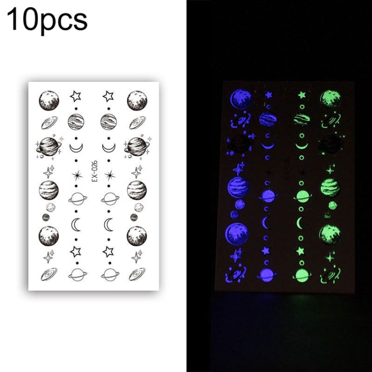 10 PCS Waterproof Color Luminous Tattoo Sticker Face Sticker