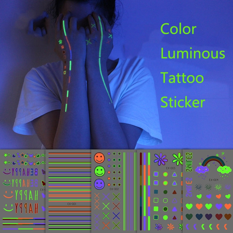10 PCS Waterproof Color Luminous Tattoo Sticker Face Sticker