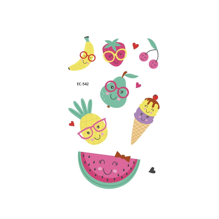20 PCS Waterproof Painted Fruits Vegetables Plants Children Tattoo Stickers