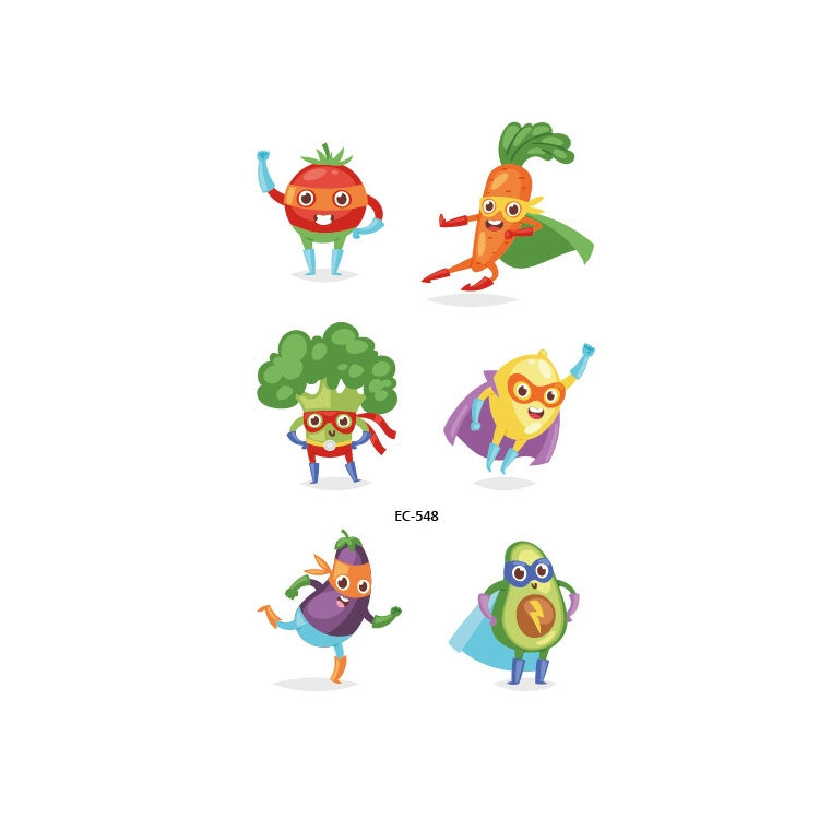 20 PCS Waterproof Painted Fruits Vegetables Plants Children Tattoo Stickers