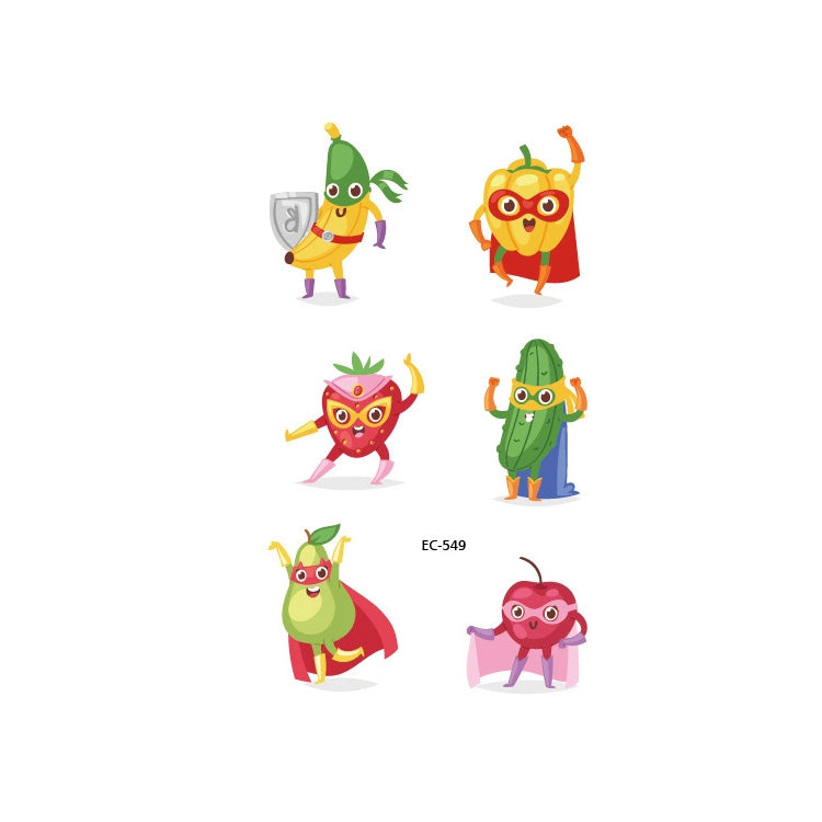 20 PCS Waterproof Painted Fruits Vegetables Plants Children Tattoo Stickers