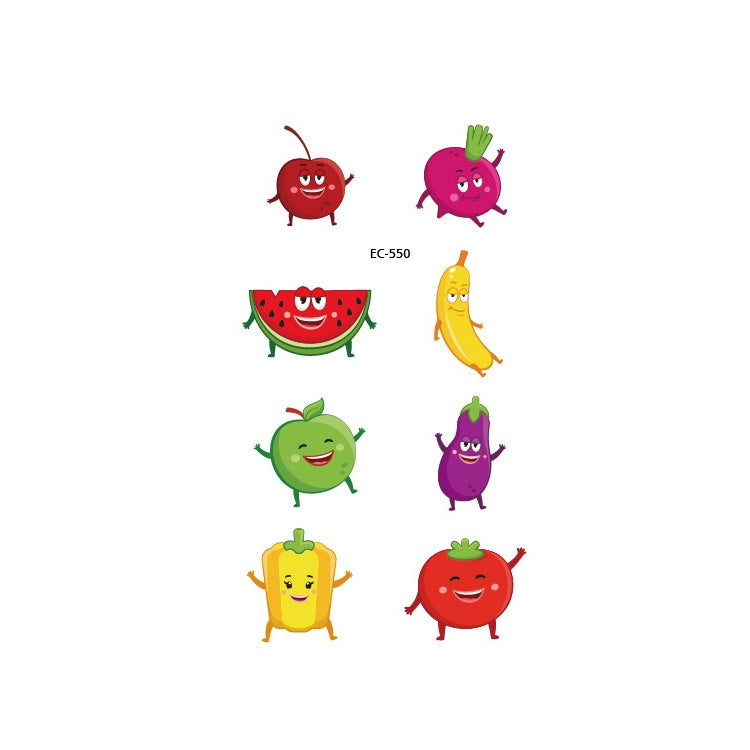 20 PCS Waterproof Painted Fruits Vegetables Plants Children Tattoo Stickers