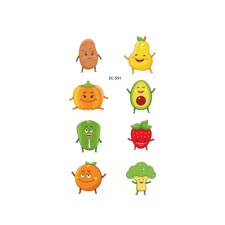 20 PCS Waterproof Painted Fruits Vegetables Plants Children Tattoo Stickers
