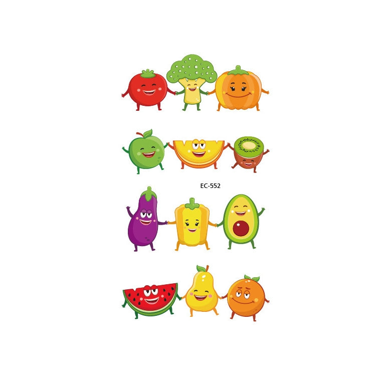 20 PCS Waterproof Painted Fruits Vegetables Plants Children Tattoo Stickers