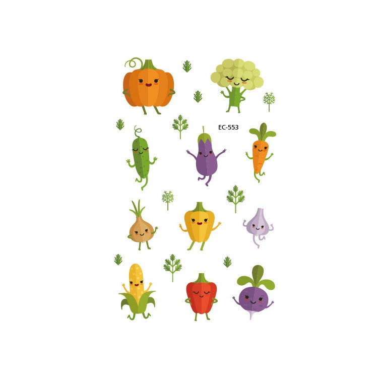 20 PCS Waterproof Painted Fruits Vegetables Plants Children Tattoo Stickers