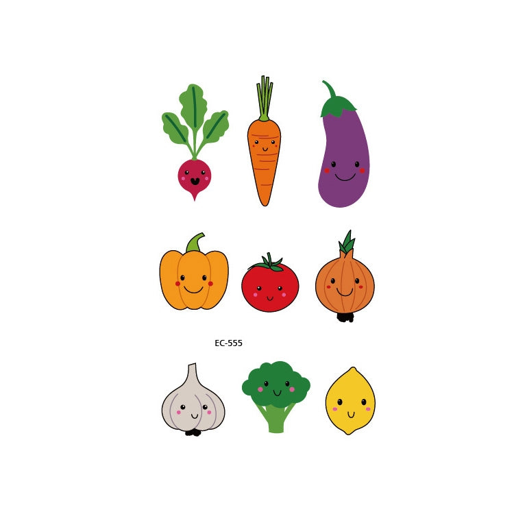 20 PCS Waterproof Painted Fruits Vegetables Plants Children Tattoo Stickers