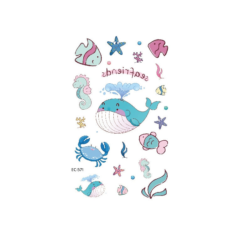 20 PCS Marine Animal Waterproof Children Tattoo Stickers