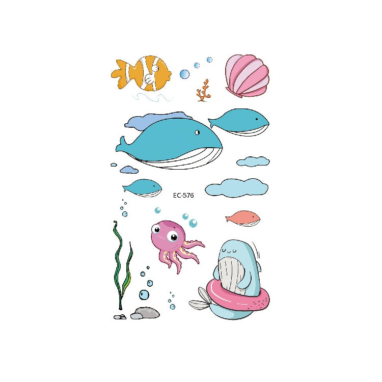 20 PCS Marine Animal Waterproof Children Tattoo Stickers