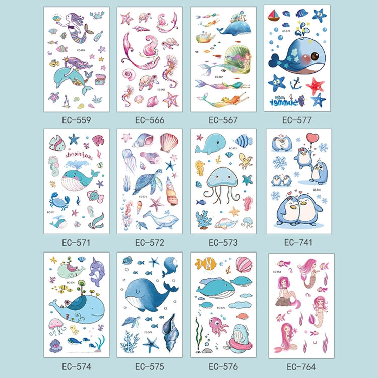 20 PCS Marine Animal Waterproof Children Tattoo Stickers