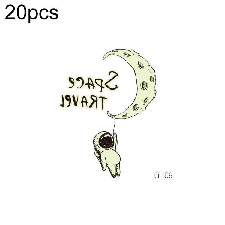20 PCS Children Waterproof Space Luminous Tattoo Stickers