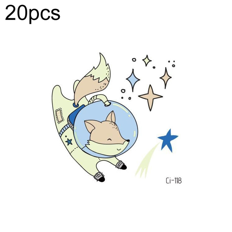 20 PCS Children Waterproof Space Luminous Tattoo Stickers