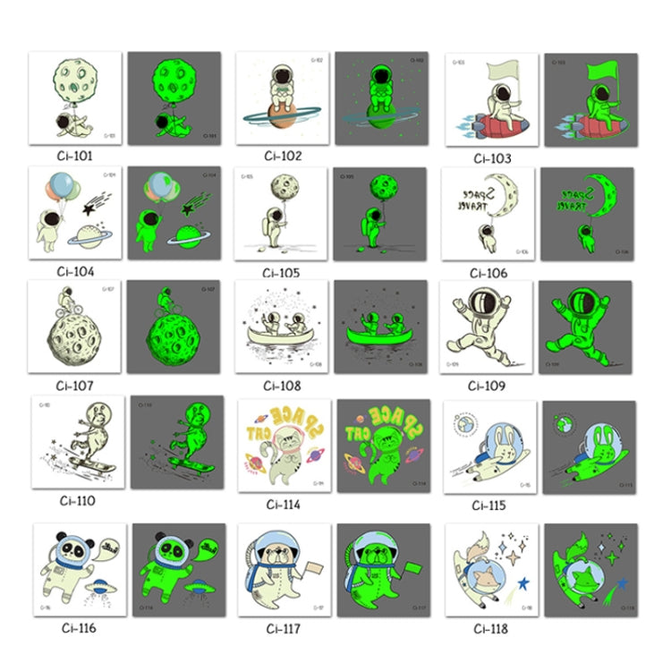 20 PCS Children Waterproof Space Luminous Tattoo Stickers