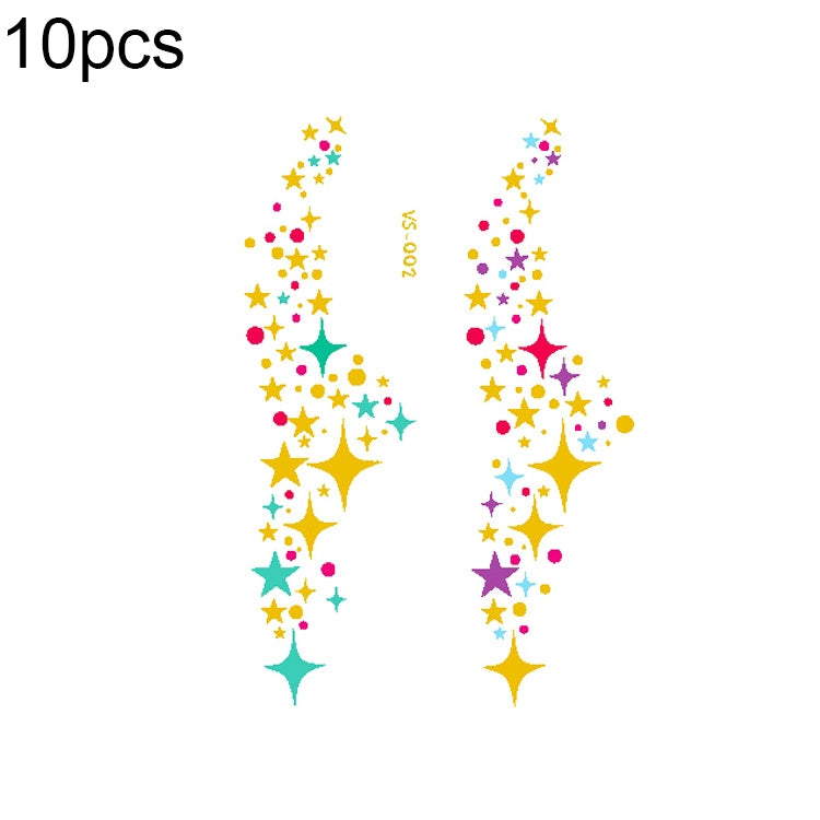 10 PCS Hot Stamping Waterproof Music Festival Face Tattoo Sticker