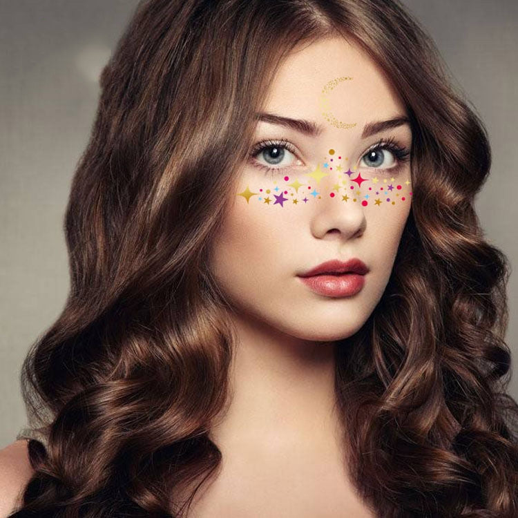 10 PCS Hot Stamping Waterproof Music Festival Face Tattoo Sticker