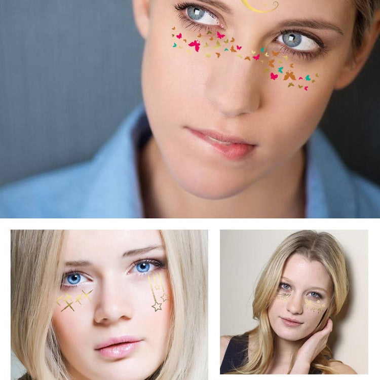 10 PCS Hot Stamping Waterproof Music Festival Face Tattoo Sticker