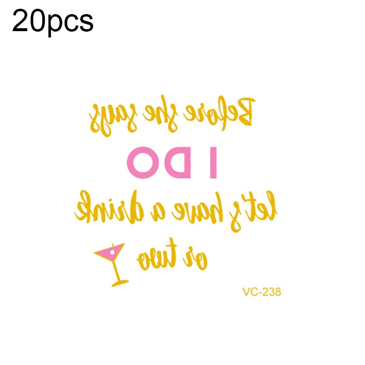 20 PCS Waterproof Bachelor Party Hot Stamping Wedding Bridal Tattoo Stickers