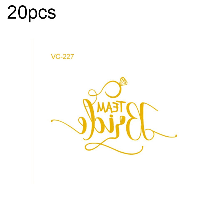 20 PCS Waterproof Bachelor Party Hot Stamping Wedding Bridal Tattoo Stickers