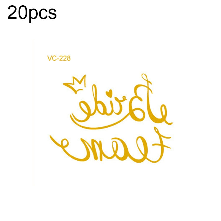 20 PCS Waterproof Bachelor Party Hot Stamping Wedding Bridal Tattoo Stickers