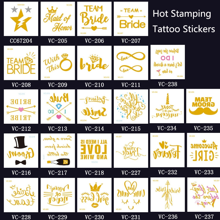 20 PCS Waterproof Bachelor Party Hot Stamping Wedding Bridal Tattoo Stickers