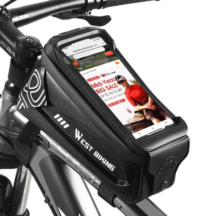 WEST BIKING 2.5L Bicycle Front Beam Mobile Phone Touch Screen Hard Shell Bag