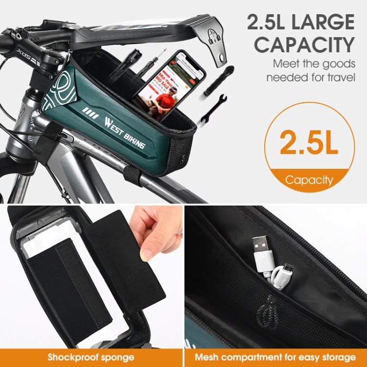 WEST BIKING 2.5L Bicycle Front Beam Mobile Phone Touch Screen Hard Shell Bag