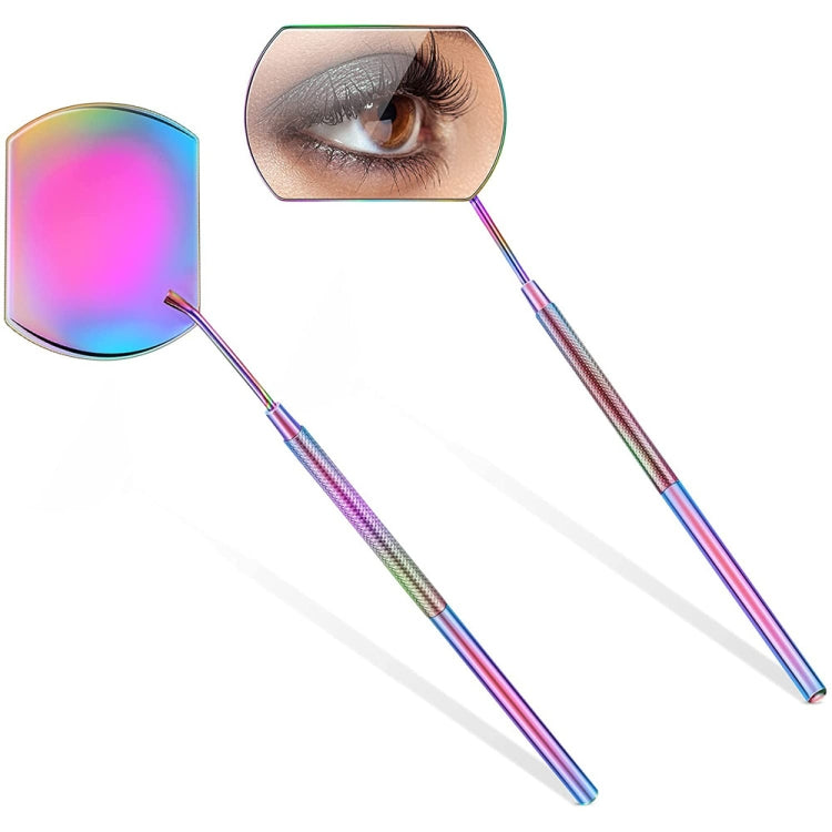 Eyelash Extension Handheld Inspection Mirror Rectangular Lens Anti-Warping Root Anti-Fog Mirror Eyelash Mirror, Color Classification: Colorful