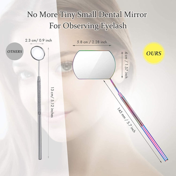 Eyelash Extension Handheld Inspection Mirror Rectangular Lens Anti-Warping Root Anti-Fog Mirror Eyelash Mirror, Color Classification: Colorful