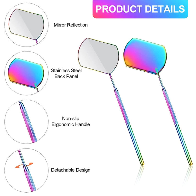 Eyelash Extension Handheld Inspection Mirror Rectangular Lens Anti-Warping Root Anti-Fog Mirror Eyelash Mirror, Color Classification: Colorful