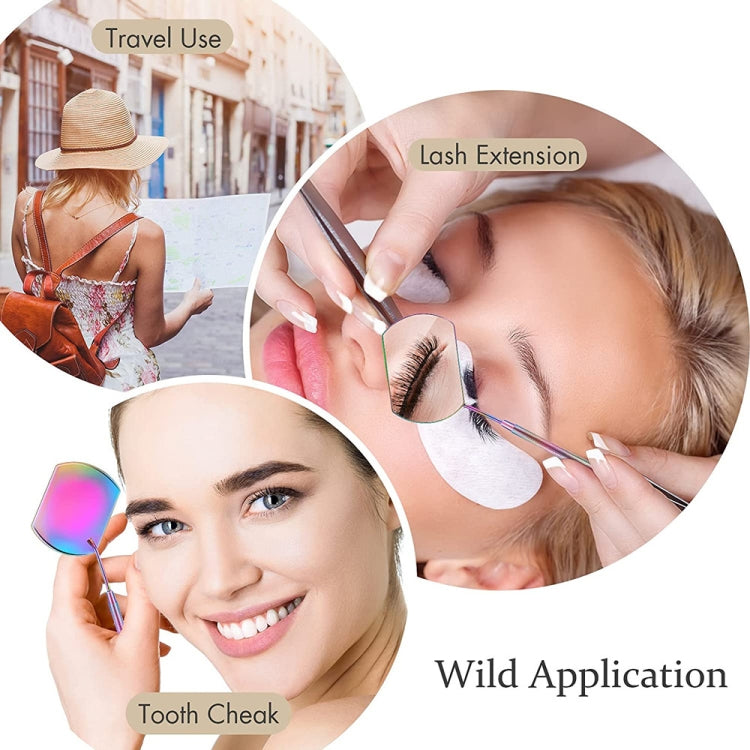 Eyelash Extension Handheld Inspection Mirror Rectangular Lens Anti-Warping Root Anti-Fog Mirror Eyelash Mirror, Color Classification: Colorful