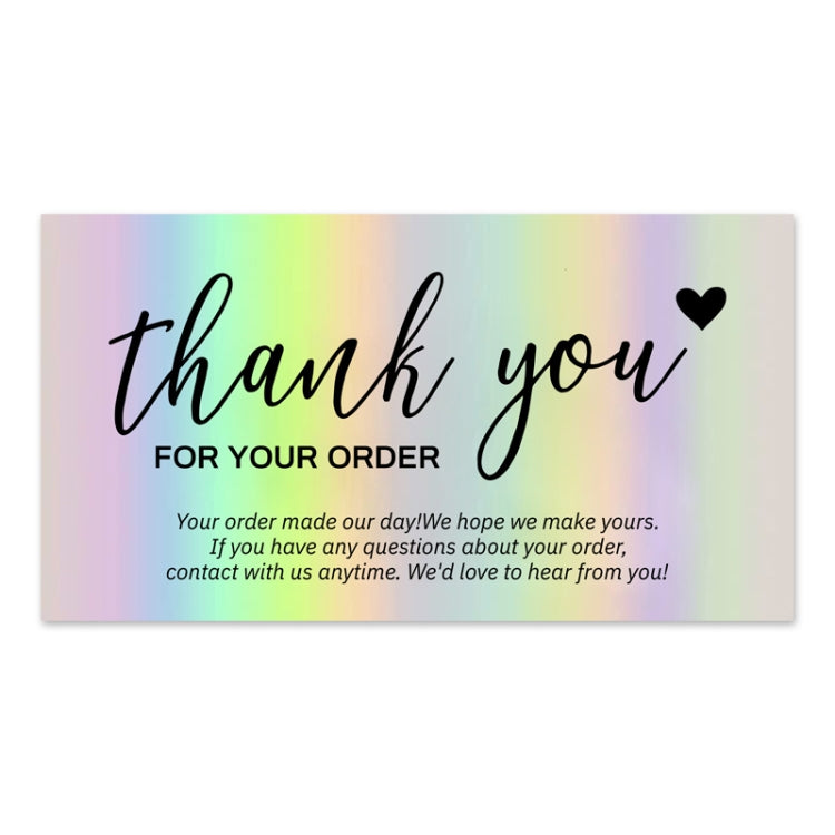 50 Sheets /Pack Laser Rainbow Thank You Card Gift Wrapping Thank You Card