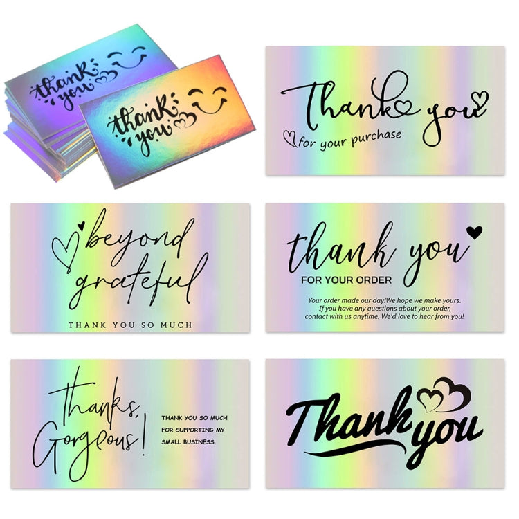 50 Sheets /Pack Laser Rainbow Thank You Card Gift Wrapping Thank You Card