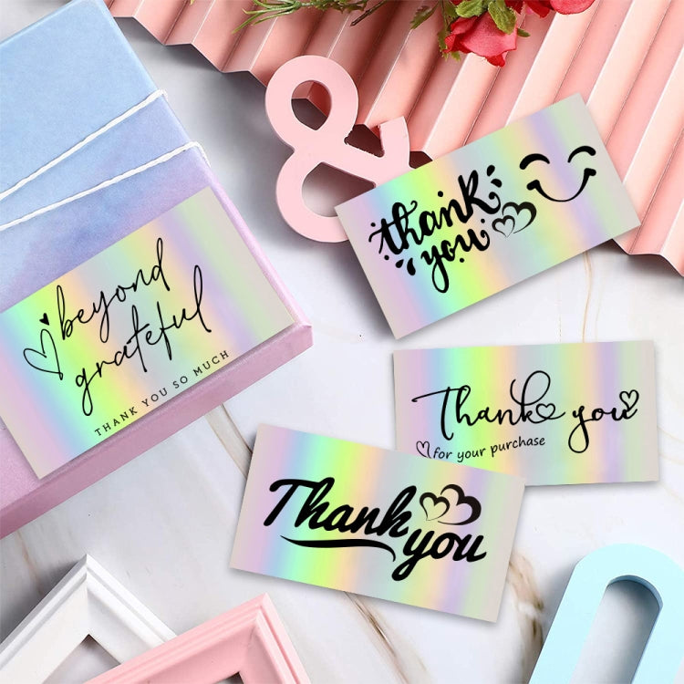 50 Sheets /Pack Laser Rainbow Thank You Card Gift Wrapping Thank You Card