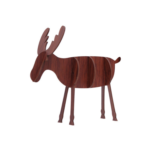 2 PCS Christmas Decorations Wooden DIY Elk Decorations Children Creative Gifts Desktop Decoration