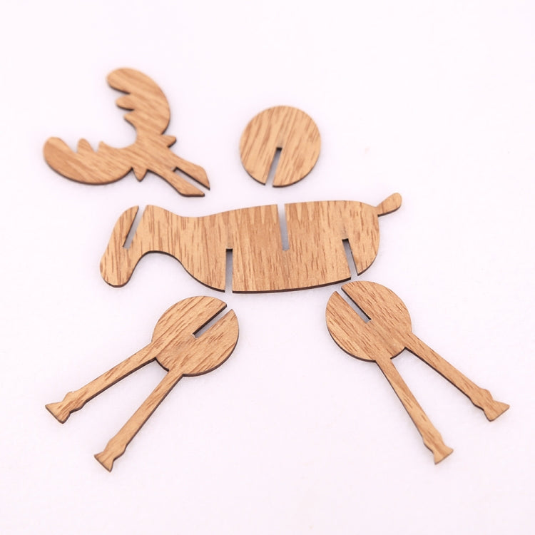 2 PCS Christmas Decorations Wooden DIY Elk Decorations Children Creative Gifts Desktop Decoration